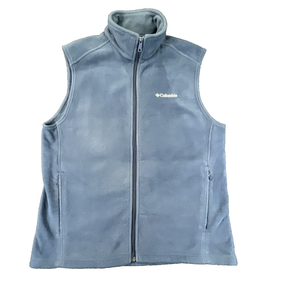 Columbia Steens Mountain Fleece Blue Mens Large Full Zip Vest WM6747 Outdoor